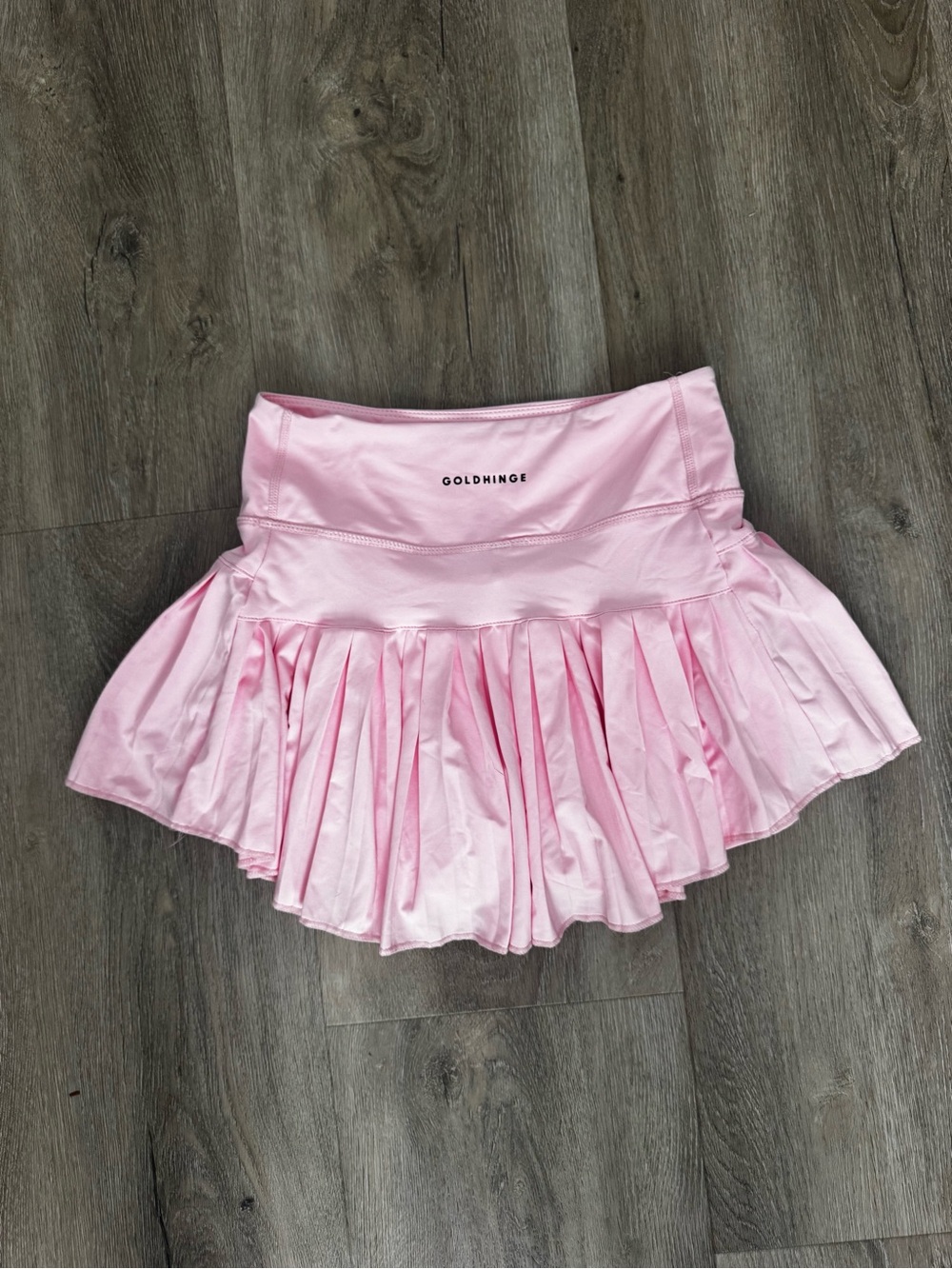 Pink Pleated Athletic Mini Skirt Gold Hinge